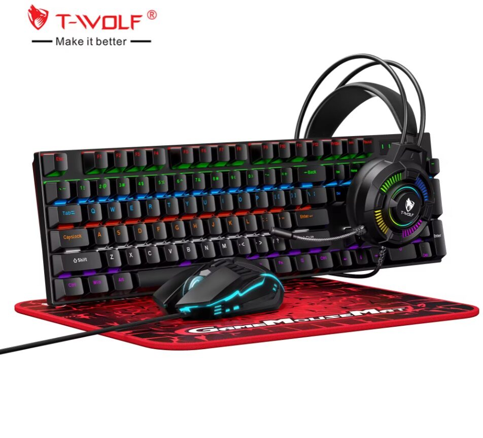 T-Wolf TF700 Wired 4 in 1 Gaming Keyboard & Mouse Set